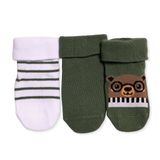 HelloBaby Erkek Bebek 3lü Kıvrık Çorap - Yeşil Baskılı