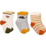 Hellobaby Erkek Bebek 3lü Soket Çorap Araba Baskılı - 1 - 2 Yaş - Ekru Çicekli