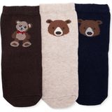 Hellobaby Erkek Bebek 3lü Soket Çorap Ayı Baskılı - 1 - 2 Yaş - Kahverengi - Karışık