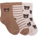 Hellobaby Erkek Bebek 3lü Soket Çorap Ayı Baskılı - 1 - 2 Yaş - Kahverengi