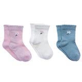 HelloBaby Erkek Bebek 3lü Soket Çorap Çiçek Baskılı - Açık Pembe