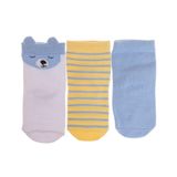HelloBaby Erkek Bebek 3lü Soket Çorap Çiçek Baskılı - Sarı