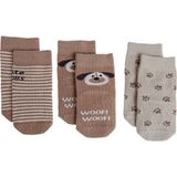 Hellobaby Erkek Bebek 3lü Soket Çorap Hayvan Baskılı - 2 - 2,5 Yaş - Kahverengi