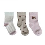 HelloBaby Erkek Bebek 3lü Soket Çorap Hayvan Baskılı - Beige Melange