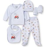 Hellobaby Erkek Bebek 5li Hastane Çıkışı Araba Baskılı Çıtçıtlı Zarf Yaka Long Sleeve Patikli - Yenidoğan - Mavi