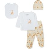 Hellobaby Erkek Bebek 5li Hastane Çıkışı Hayvan Baskılı Çıtçıtlı Zarf Yaka Long Sleeve Patikli - Yenidoğan - Bej