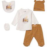 Hellobaby Erkek Bebek 5li Hastane Çıkışı Hayvan Baskılı Çıtçıtlı Zarf Yaka Long Sleeve Patikli - Yenidoğan - Ekru