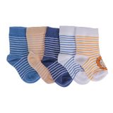 HelloBaby Erkek Bebek 5li Soket Çorap Çizgili - Mavi Baskılı