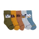 HelloBaby Erkek Bebek 5'li Soket Çorap Dinozor Baskılı - Yeşil