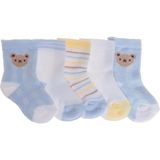 Hellobaby Erkek Bebek 5li Soket Çorap Hayvan Baskılı - 6-12 Ay - Açık Mavi