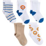 Hellobaby Erkek Bebek 5li Soket Çorap Hayvan Baskılı - 6-12 Ay - Ekru