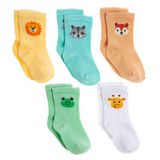 HelloBaby Erkek Bebek 5li Soket Çorap Hayvan Baskılı - Ekru