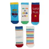 HelloBaby Erkek Bebek 5li Soket Çorap Yazı Baskılı - Ekru