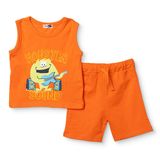 HelloBaby Erkek Bebek Atlet-Şort Hayvan Baskılı Bisiklet Yaka Atlet Reçme - Turuncu