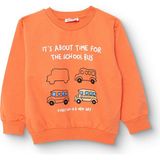 Hellobaby Erkek Bebek Basic Sweatshirt Şardonlu Bisiklet Yaka Uzun Kol - Turuncu - 3 - 4 Yaş
