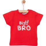 Hellobaby Erkek Bebek Basic Tişört Big Bro Desenli Bisiklet Yaka Kısa Kol Kırmızı - 6 Ay