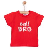 HelloBaby Erkek Bebek Basic Tişört Big Bro Desenli Bisiklet Yaka Kısa Kol Kırmızı -
