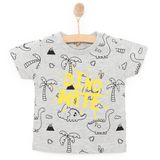 HelloBaby Erkek Bebek Basic Tişört Dinozor Desenli Bisiklet Yaka Kısa Kol Karışık Renkli -