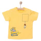 HelloBaby Erkek Bebek Basic Tişört İş Makinesi Desenli Bisiklet Yaka Kısa Kol Turuncu -