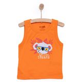 HelloBaby Erkek Bebek Basic Tişört Koala Desenli Bisiklet Yaka Atlet Kol Turuncu -