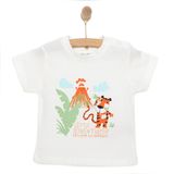 HelloBaby Erkek Bebek Basic Tişört Little Adventurer Desenli Bisiklet Yaka Kısa Kol Ekru -