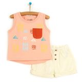 HelloBaby Erkek Bebek Basic Tişört-Pantolon 2li Takım Past Culture Bisiklet Yaka Patiksiz Paça Atlet Kol Pudra -