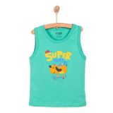 HelloBaby Erkek Bebek Basic Tişört Super Dude Köpek Desenli Bisiklet Yaka Atlet Kol Yeşil -