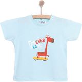 HelloBaby Erkek Bebek Basic Tişört Zürafa Desenli Bisiklet Yaka Kısa Kol Açık Mavi 6 Ay -