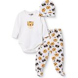 Hellobaby Erkek Bebek Body-Alt-Şapka Hayvan Baskılı Çıtçıtlı Bisiklet Yaka Uzun Kol Patikli - 6 - 9 Ay - Ekru