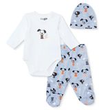 HelloBaby Erkek Bebek Body-Alt-Şapka Hayvan Baskılı Çıtçıtlı Bisiklet Yaka Uzun Kol Patikli - Açık Gri
