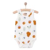 HelloBaby Erkek Bebek Body Hayvan Desenli Bisiklet Yaka Atlet Kol Ekru -