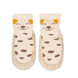 HelloBaby Erkek Bebek Çarık Çorap Hayvan Baskılı - Ekru