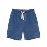 HelloBaby Erkek Bebek Denim Şort Bağcıklı Reçme - Açık Mavi