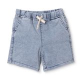 HelloBaby Erkek Bebek Denim Şort Bağcıklı Reçme - Mavi