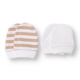 HelloBaby Erkek Bebek Eldiven Çizgili - Ekru Baskılı
