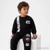 Hellobaby Erkek Bebek Eşofman Takımı Araba Baskılı Bisiklet Yaka Long Sleeve Lastikli - Siyah - 4 - 5 Yaş