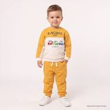 Hellobaby Erkek Bebek Eşofman Takımı Araba Baskılı Bisiklet Yaka Long Sleeve Ribanalı - Hardal - 6 - 9 Ay