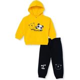Hellobaby Erkek Bebek Eşofman Takımı Ayı Baskılı Kapüşonlu Long Sleeve Lastikli - 3 – 4 Yaş - Sarı