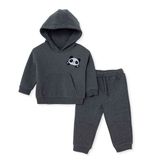 HelloBaby Erkek Bebek Eşofman Takımı Ayı Baskılı Kapüşonlu Long Sleeve Lastikli - Antrasit Melanj