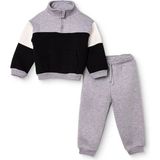 Hellobaby Erkek Bebek Eşofman Takımı Bisiklet Yaka Long Sleeve Ribanalı - 6 - 9 Ay - Gri Melanj