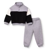 HelloBaby Erkek Bebek Eşofman Takımı Bisiklet Yaka Long Sleeve Ribanalı - Gri Melanj