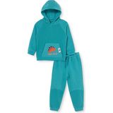 Hellobaby Erkek Bebek Eşofman Takımı Dinozor Baskılı Bağcıklı Kapüşonlu Long Sleeve Ribanalı - Yeşil - 4 - 5 Yaş