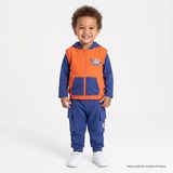 Hellobaby Erkek Bebek Eşofman Takımı Dinozor Baskılı Fermuarlı Kapüşonlu Long Sleeve Lastikli - Turuncu - 18 - 24 Ay