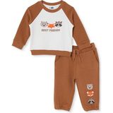 Hellobaby Erkek Bebek Eşofman Takımı Hayvan Baskılı Bağcıklı Bisiklet Yaka Long Sleeve Lastikli - Açık Kahverengi - 6 - 9 Ay