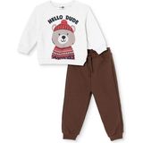 Hellobaby Erkek Bebek Eşofman Takımı Hayvan Baskılı Bisiklet Yaka Long Sleeve Ribanalı - Melanj - 3 - 4 Yaş