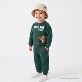 Hellobaby Erkek Bebek Eşofman Takımı Hayvan Baskılı Bisiklet Yaka Uzun Kol Ribanalı - Yeşil - 6 - 9 Ay