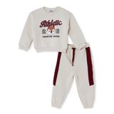 HelloBaby Erkek Bebek Eşofman Takımı Hayvan Baskılı Fermuarlı Bisiklet Yaka Long Sleeve Ribanalı - Bej