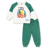 HelloBaby Erkek Bebek Eşofman Takımı Kamp Baskılı Bağcıklı Bisiklet Yaka Long Sleeve Ribanalı - Yeşil