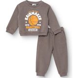 Hellobaby Erkek Bebek Eşofman Takımı Üç Iplik Bisiklet Yaka Uzun Kol Ribanalı Paça - 12 - 18 Ay - Kahverengi