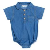 HelloBaby Erkek Bebek Gömlek Body Çıtçıtlı Bebe Yaka Kısa Kol - Lacivert